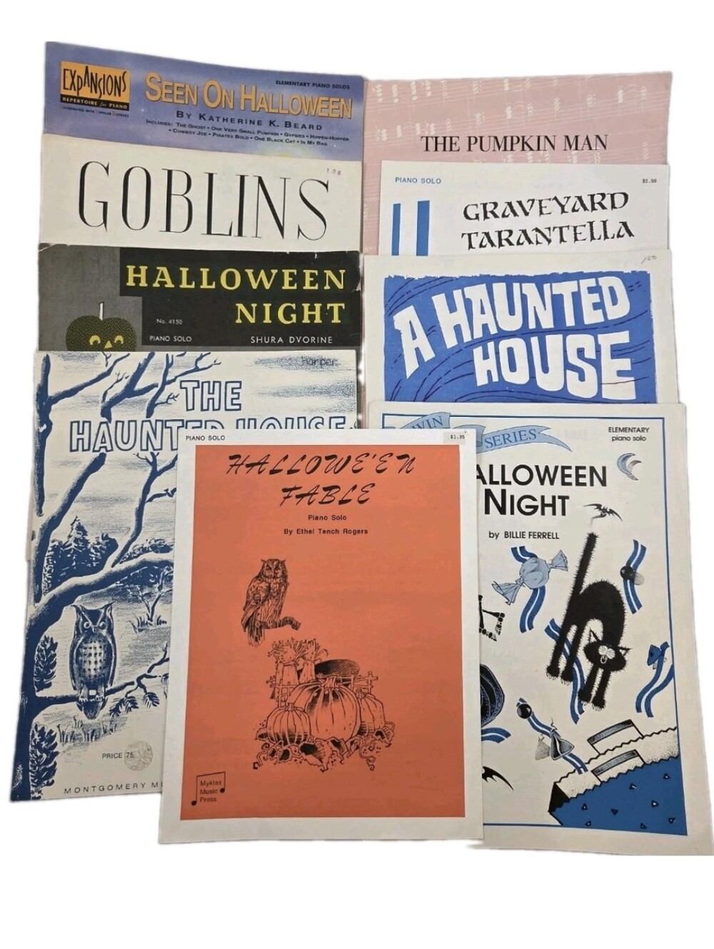 Vintage Halloween Piano Sheet Music 9 Pc Lot 1950s-90s Haunted House Goblins